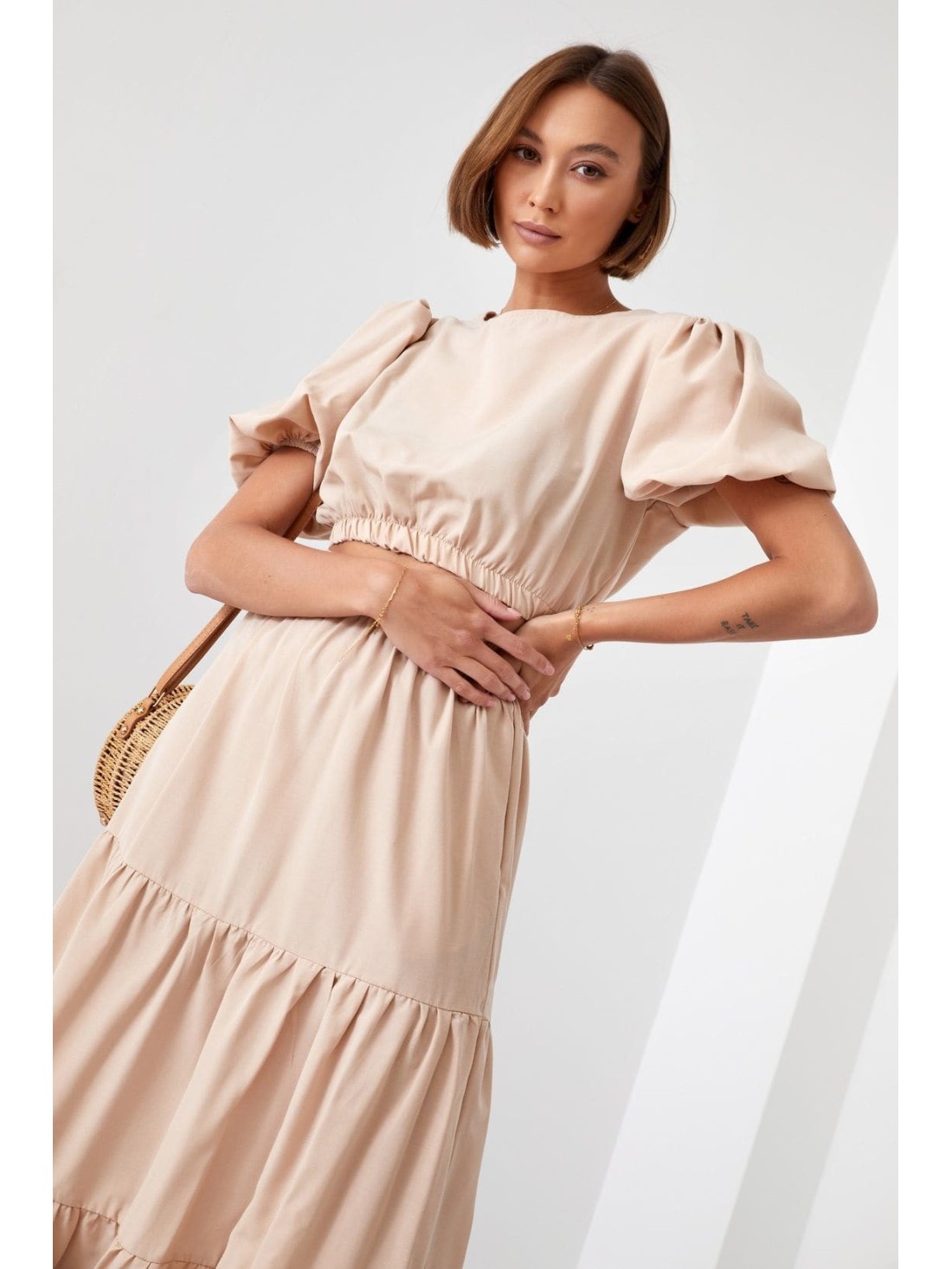 Women\'s summer set, beige blouse and skirt FG647 - Online store - Boutique